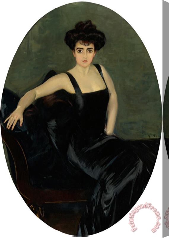 Joaquin Sorolla y Bastida Portrait of Mrs. Esperanza Conill De Zanetti Stretched Canvas Painting / Canvas Art
