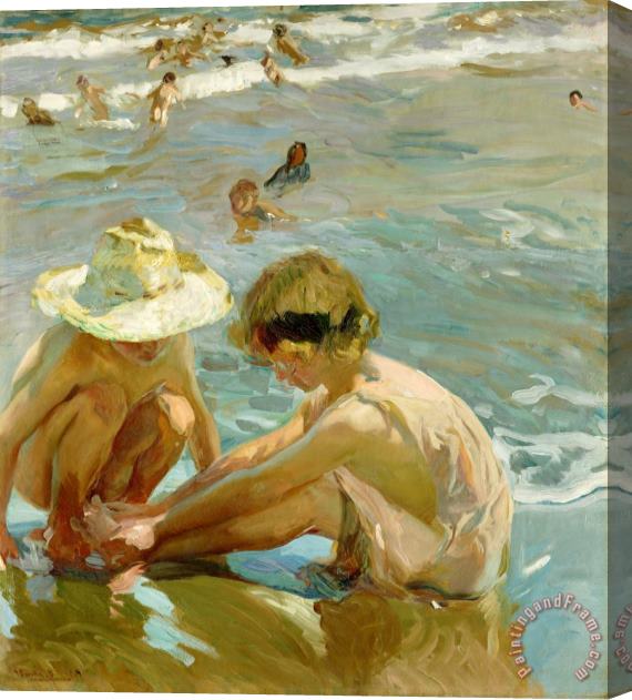 Joaquin Sorolla y Bastida The Wounded Foot Stretched Canvas Painting / Canvas Art