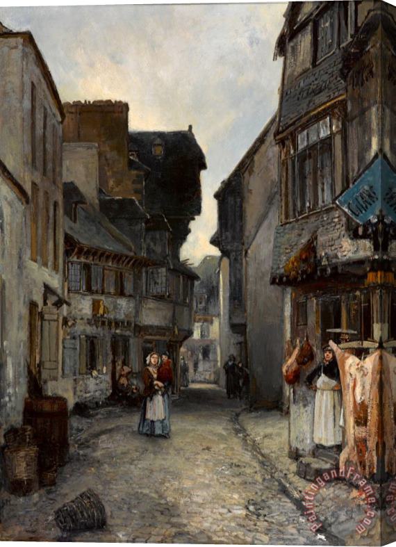 Johan Barthold Jongkind A Street in Landerneau Stretched Canvas Painting / Canvas Art