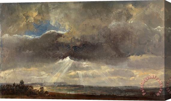 Johan Christian Dahl Clouds And Sunbeams Over The Windberg Near Dresden Stretched Canvas Painting / Canvas Art