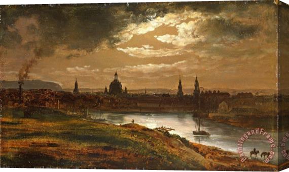 Johan Christian Dahl Dresden by Moonlight Stretched Canvas Painting / Canvas Art