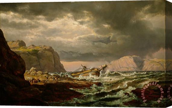 Johan Christian Dahl Shipwreck on The Coast of Norway Stretched Canvas Painting / Canvas Art