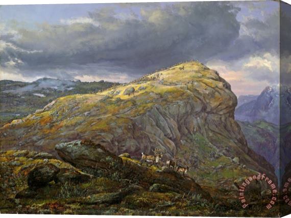 Johan Christian Dahl Stugunoset at Filefjell Stretched Canvas Print / Canvas Art