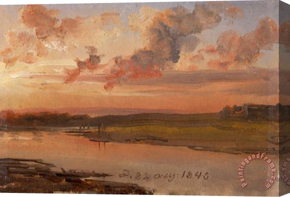 Johan Christian Dahl The Elbe in The Evening Stretched Canvas Painting / Canvas Art