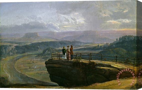 Johan Christian Dahl View From Bastei Stretched Canvas Print / Canvas Art