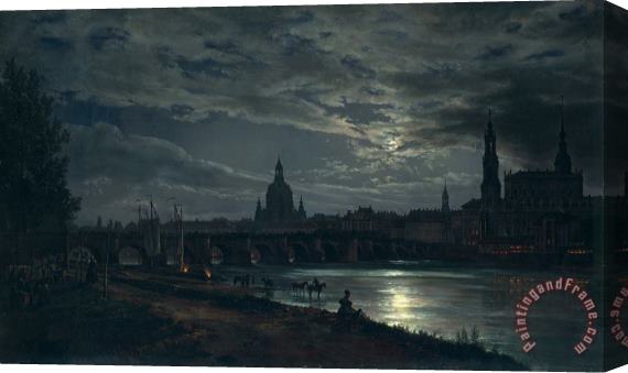 Johan Christian Dahl View of Dresden by Moonlight Stretched Canvas Print / Canvas Art