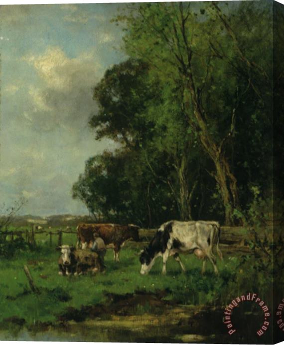 Johan Frederik Cornelis Scherrewitz Cattle by a Stream Stretched Canvas Print / Canvas Art