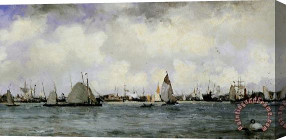 Johan Hendrik Van Mastenbroek Rotterdamn Harbour Stretched Canvas Print / Canvas Art