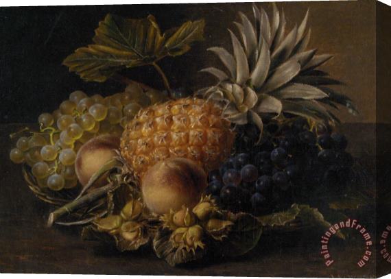 Johan Laurentz Jensen Fruit And Hazlenuts in a Basket Stretched Canvas Print / Canvas Art