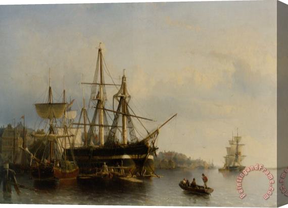 Johann Adolphe Rust In The Harbor Stretched Canvas Print / Canvas Art