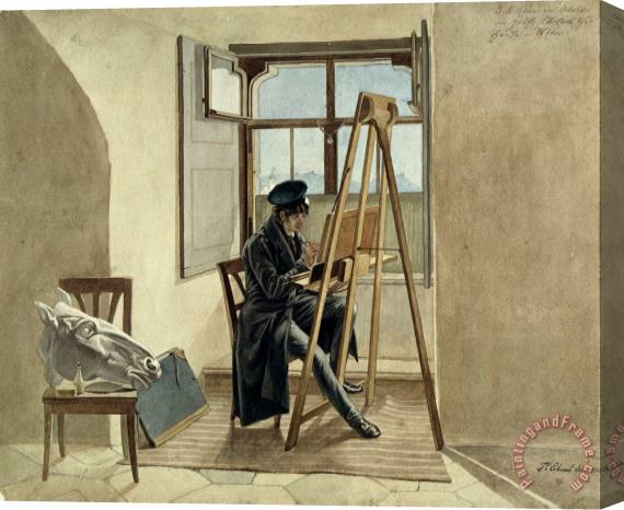 Johann Christoph Erhard The Painter Johann Adam Klein at The Easel in His Studio in The Palais Chotek in Vienna Stretched Canvas Print / Canvas Art
