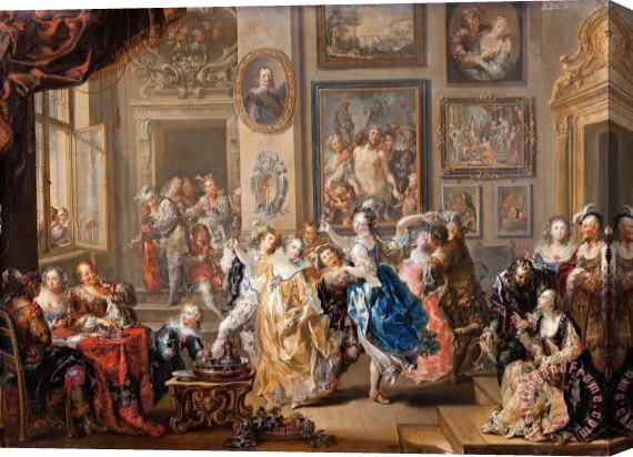 Johann Georg Platzer Dancing Scene with Palace Interior Stretched Canvas Painting / Canvas Art
