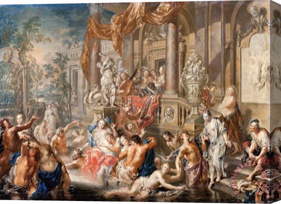 Johann Georg Platzer Fountain Scene in Front of a Palace Stretched Canvas Painting / Canvas Art