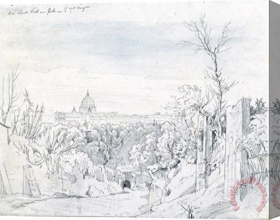 Johann Georg von Dillis  View of Saint Peter's Basilica in Rome Stretched Canvas Print / Canvas Art