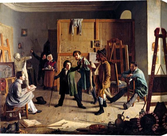 Johann Peter Hasenclever Studio Scene Stretched Canvas Print / Canvas Art