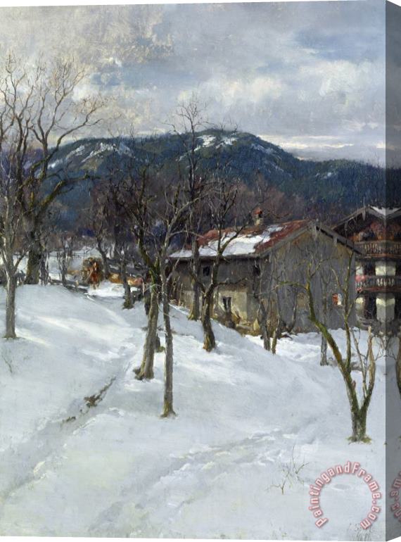 Johann Sperl Winter landscape near Kutterling Stretched Canvas Print / Canvas Art