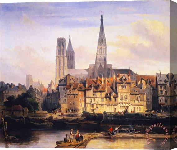 Johannes Bosboom View of The Paris Quay And The Cathedral at Rouen Stretched Canvas Painting / Canvas Art