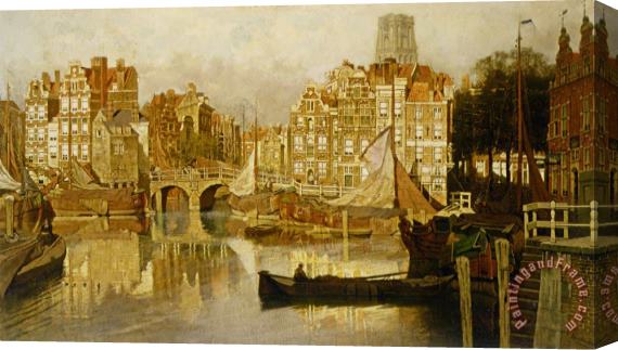 Johannes Christiaan Karel Klinkenberg A View of The Blaak Rotterdam Stretched Canvas Print / Canvas Art