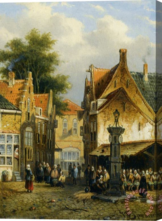 Johannes Franciscus Spohler Market in a Town Square Stretched Canvas Painting / Canvas Art
