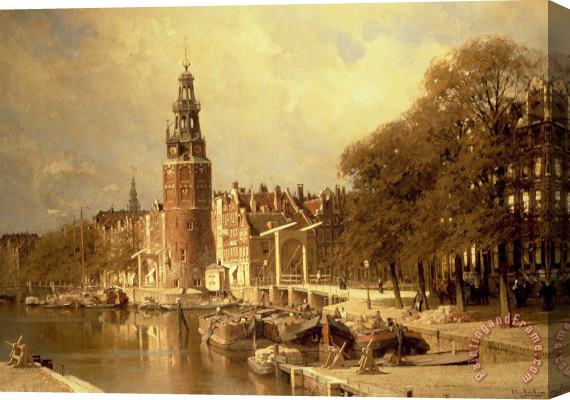 Johannes Karel Christian Klinkenberg View Of The Kalk Market In Amsterdam Stretched Canvas Print / Canvas Art
