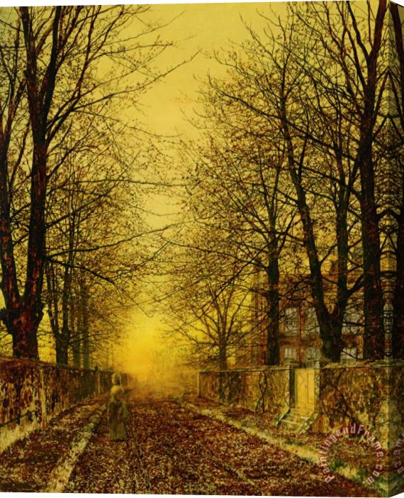 John Atkinson Grimshaw A Golden Country Road Stretched Canvas Print / Canvas Art