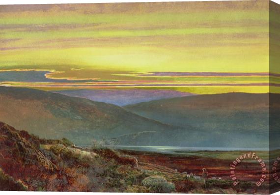 John Atkinson Grimshaw A Lake Landscape At Sunset Stretched Canvas Print / Canvas Art
