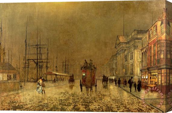 John Atkinson Grimshaw A Liverpool Street Stretched Canvas Painting / Canvas Art