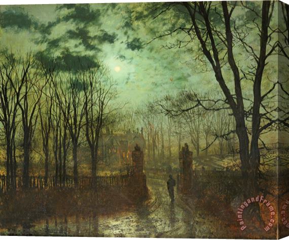John Atkinson Grimshaw At the Park Gate Stretched Canvas Painting / Canvas Art