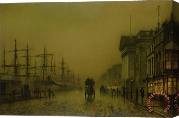 John Atkinson Grimshaw Liverpool Docks Customs House And Salthouse Docks Liverpool Stretched Canvas Print / Canvas Art