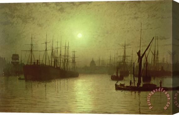 John Atkinson Grimshaw Nightfall Down the Thames Stretched Canvas Painting / Canvas Art