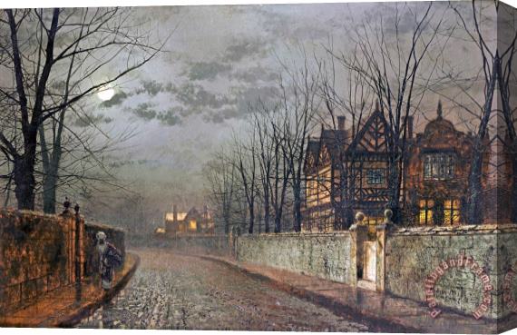 John Atkinson Grimshaw Old English House, Moonlight After Rain Stretched Canvas Print / Canvas Art