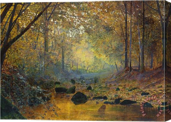 John Atkinson Grimshaw On The River Greta Lake District England Stretched Canvas Print / Canvas Art