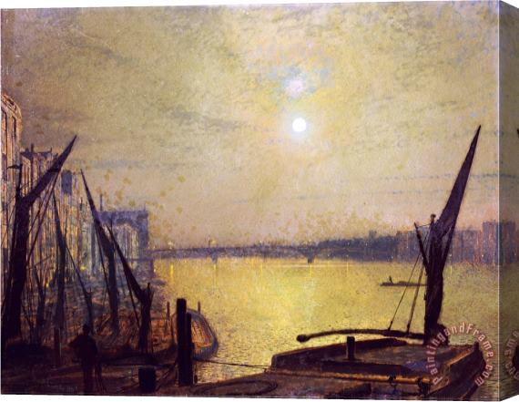 John Atkinson Grimshaw Southwark Bridge From Blackfriars by Night 1881 Stretched Canvas Print / Canvas Art