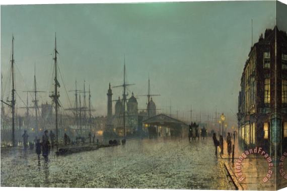 John Atkinson Grimshaw The Hull Docks by Night Stretched Canvas Painting / Canvas Art