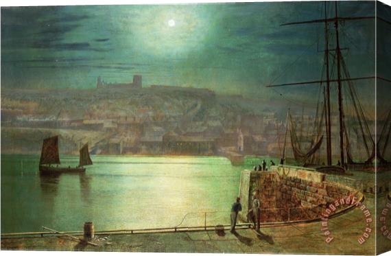 John Atkinson Grimshaw Whitby Harbour by Moonlight 1870 Stretched Canvas Print / Canvas Art