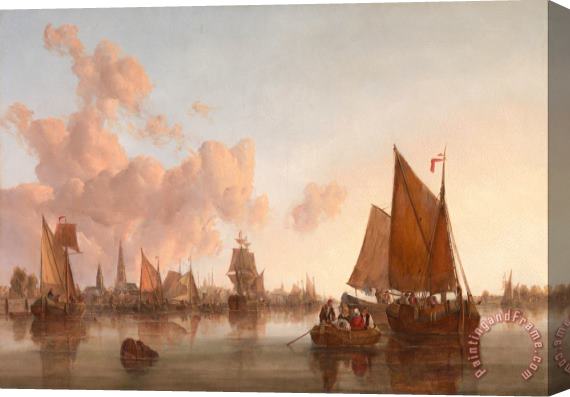 John Berney Crome Sailing Boats And Barges on a Dutch Estuary Stretched Canvas Print / Canvas Art