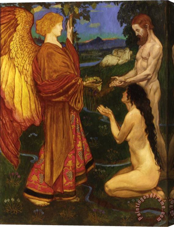 John Byam Liston Shaw The Angel Before Adam Stretched Canvas Painting / Canvas Art