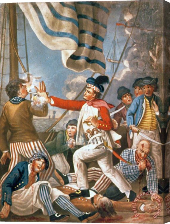 John Collet John Paul Jones Shooting a Sailor Who had Attempted to Strike His Colours in an Engagement Stretched Canvas Print / Canvas Art