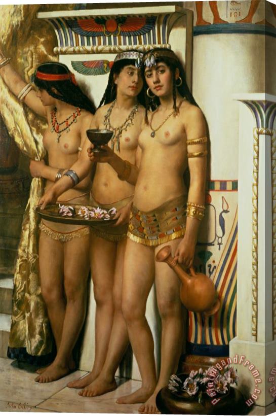 John Collier The Handmaidens of Pharaoh Stretched Canvas Print / Canvas Art