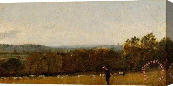 John Constable A Shepherd in a Landscape Looking Across Dedham Vale Towards Langham Stretched Canvas Painting / Canvas Art