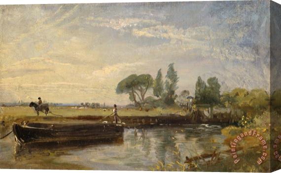 John Constable Barge Below Flatford Lock Stretched Canvas Print / Canvas Art