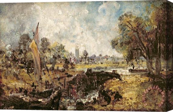 John Constable Dedham Lock Stretched Canvas Print / Canvas Art