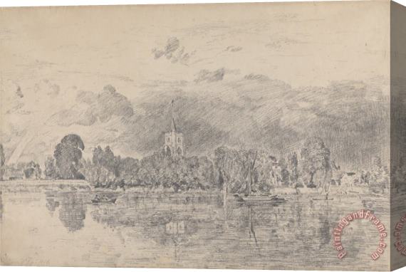 John Constable Fulham Church From Across The River Stretched Canvas Painting / Canvas Art