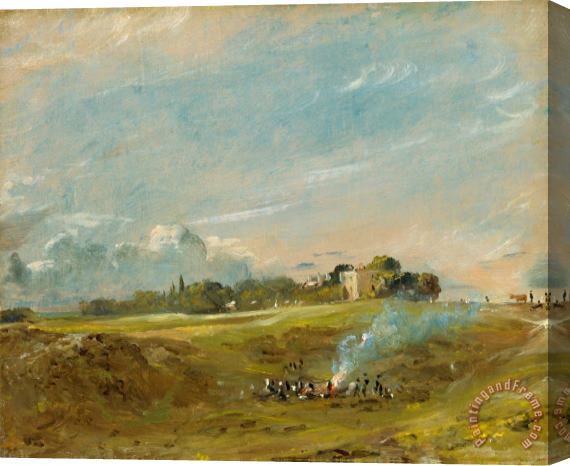 John Constable Hampstead Heath, with a Bonfire Stretched Canvas Painting / Canvas Art
