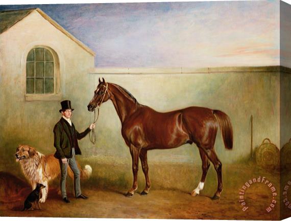 John E Ferneley Mr Meakin Holding Sir Robert Peels Chestnut Hunter With His Dogs Hector And Jem Stretched Canvas Print / Canvas Art