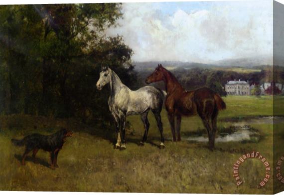 John Emms The Colonels Horses And Collie Stretched Canvas Painting / Canvas Art