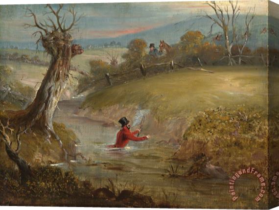 John Ferneley Count Sandor's Hunting Exploits in Leicestershire: No. 4: The Count in a Brook Up to His Waist in Water And Mud Stretched Canvas Print / Canvas Art