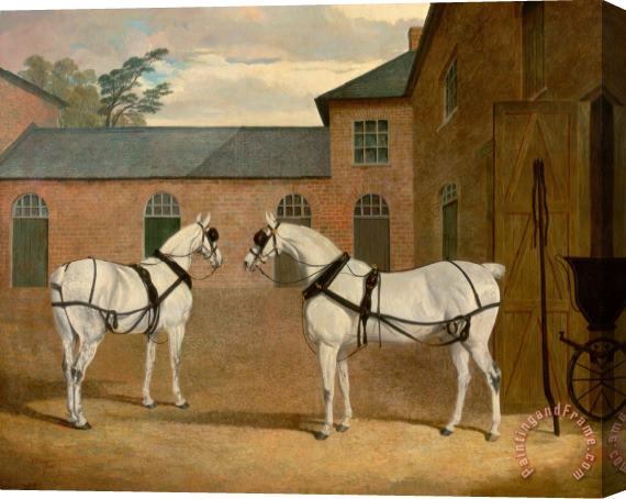 John Frederick Herring Grey Carriage Horses in The Coachyard at Putteridge Bury, Hertfordshire Stretched Canvas Painting / Canvas Art