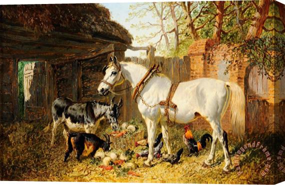 John Frederick Herring Jnr Feeding Time Stretched Canvas Painting / Canvas Art