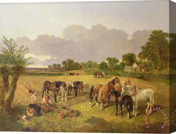 John Frederick Herring Snr Resting Plough Team Stretched Canvas Print / Canvas Art